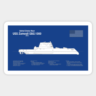 USS Zumwalt DDG-1000 Destroyer ship plans - ABDpng Magnet